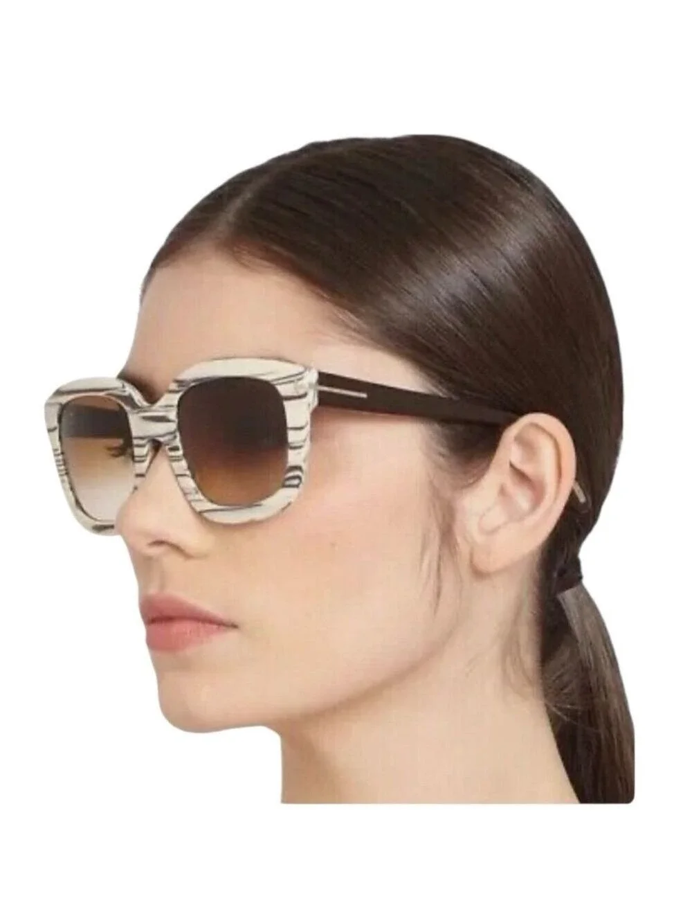 Tom Ford CHRISTOPHE Sunglasses Ivory Black Frame Brown Lens FT279 25F 53-23 140